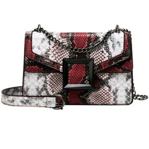 Multicolored Snakeskin pattern square bag